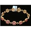 Image 1 : 1.58 CT 12.60g 925 Silver Sapphire Bracelet Gold-Toned