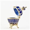 Image 3 : Blue Enamel Ribbed Faberge Egg