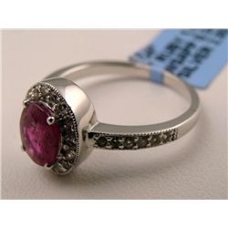 .54 CT White Sapphire & 1.63 CT Ruby 925 Silver Ring