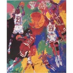 Double Signed LeRoy Neiman Michael Jordan Lithograph