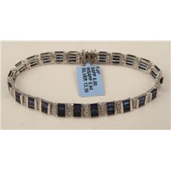 1.00 Ct White Sapphire Bangle 31.80 Grams 925 Silver