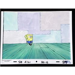 Original SpongeBob Animation Cel, Background Weird Face