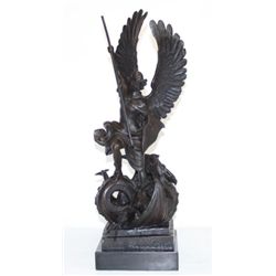 Huge Bronze Saint Michael Dragon Slayer