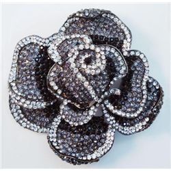 STUNNING 4 Inch Swarovski Crystal Floral Rose Brooch