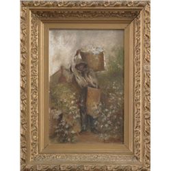 American oil on board of a black cotton picker