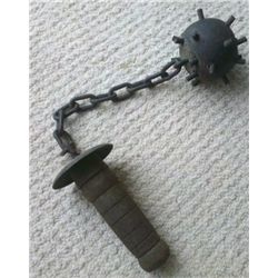 vintage mace ball and chain weapon measures 19 1/2 inc