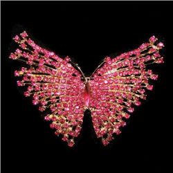 Fuchsia Swarovski Crystal Butterfly Brooch / Pendant