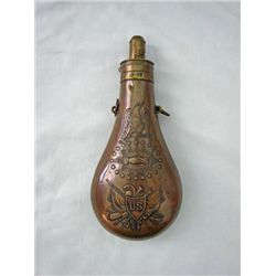 Exceptional U.S. 1850 brass ~Peace~ powder flask marked