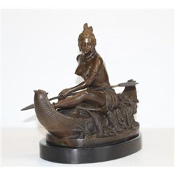 Glorious Bronze Sculpture Native American Squaw