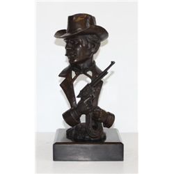 Stately Bronze Bust Sculpture Wyatt Earp