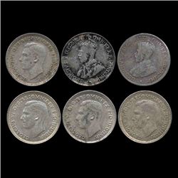 1918-44 Australia 3p 6pcs F/AU (COI-8622)
