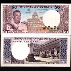 1963 Lao 50 Kip Note Crisp Unc (CUR-06842)