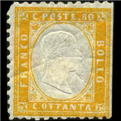 1862 RARE Italy 80c Stamp MINT Hinged (STM-1182)