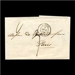 1862 France Calais Stampless Cover SCARCE (STM-1996)