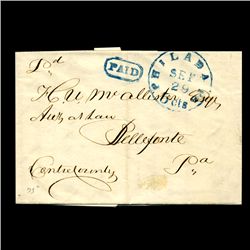 1849 Philadelphia Stampless Cover SCARCE (STM-2000)