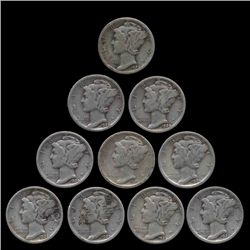 1929S Mercury Dimes Hi Grade Lot of 10 (COI-8472)