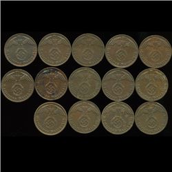 1939B/F/G Germany 1pf AU 14pcs (COI-9952)