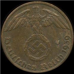 1939J Germany 1pf AU+ ERROR (COI-9951)