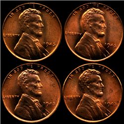 1945 Lincoln 1c MS64 RED 4pcs (COI-10409)