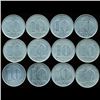 Image 2 : 1965-89 E. Germany 10pf XF/Unc 12 pcs (COI-9969)