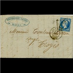 1865 France 20c #26 Cover SCARCE (STM-0859)