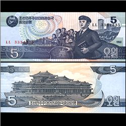 1992 N Korea 5 Won Note Crisp Unc (CUR-06735)