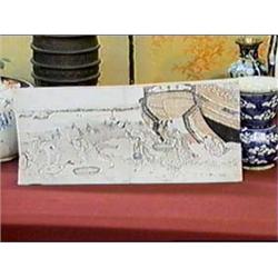 Antique Japanese woodblock print of figures a