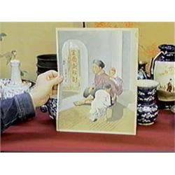 Old, Japanese woodblock print of a seated Chi