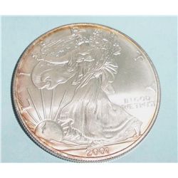 2001 PURE SILVER AMERICAN EAGLE, MS,BU