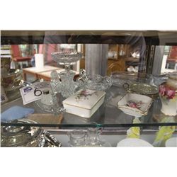 ASSORTED AYNSLEY CHINA & CUT GLASS SALT & PEPPER