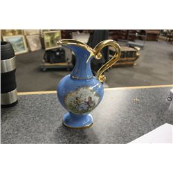 BLUE PORCELAIN LIMOGE WATER PITCHER