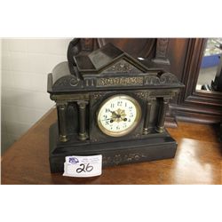 MANTEL CLOCK - ANTIQUE BLACK WITH  GOLD & WHITE