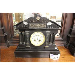 MANTEL CLOCK - ANTIQUE BLACK WITH  GOLD & WHITE