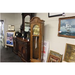 GRANDFATHER CLOCK WITH MECHANICS, GOLD FACE WITH