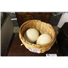 Image 1 : 2 OSTRICH EGGS IN BASKET