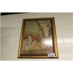 LARGE FRAMED RELIGIOUS TAPESTRY - HAND EMBOIDERED