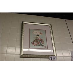 FRAMED ORIGINAL ORGAMI ON COLOURED PAPER BY A