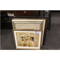 SET OF 3 ASSORTED PRINTS, MEDIUM SIZED, METALIC