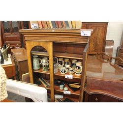WOOD/GLASS ANTIQUE 3 SHELF BOOKCASE