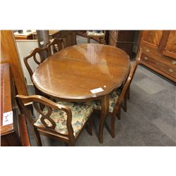 DINING TABLE WITH 5 SIDE CHAIRS & 1 ARM CHAIR