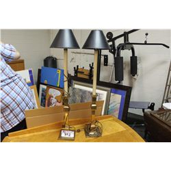 PAIR OF BRASS CANDLE STICK LATERNS WITH BLACK