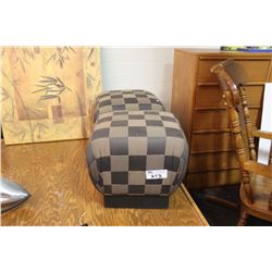 SET OF UNIQUE/BROWN, CHECKERED FOOT STOOLS