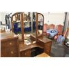 Image 1 : ANTIQUE MAKE UP TABLE WITH TRI MIRROR - 2 DRAWERS