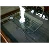 Image 1 : GLASS TABLE WITH METAL STAND - BEVELED EDGE SIDE