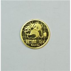 1989 1/20oz. GOLD CHINESE PANDA