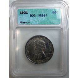 1921 MISSOURI COMMEMORATIVE HALF DOLLAR ICG MS-64