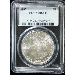 1887 MORGAN SILVER DOLLAR, PCGS MS64+