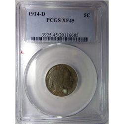 1914-D BUFFALO NICKEL PCGS XF-AU 45