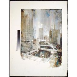 Chicago River Marina Tower Rare Printer Proof Art Print