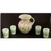 Image 1 : 5 Pc. Fenton Signed Burmese Green Apple Pitcher Set